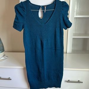 Vintage Turquoise Blue Cotton Sweater Dress
